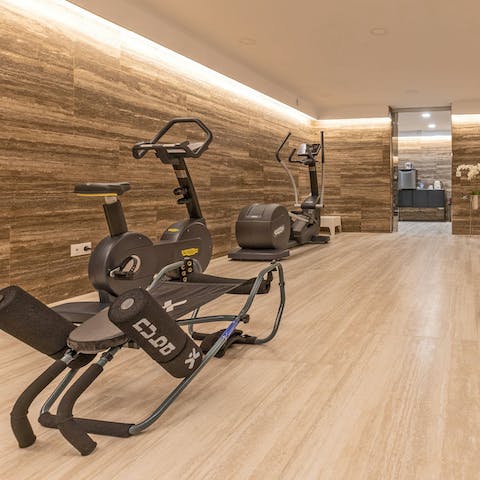 Make use of the private gym and sauna, which cost a fee to use 