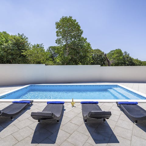 Sunbathe beneath blue skies and take a dip in the plunge pool during hot afternoons
