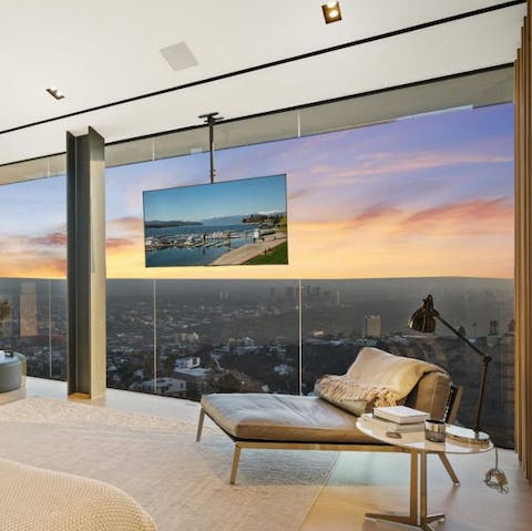 Take in sunsets views over LA from walls of glass in the bedrooms