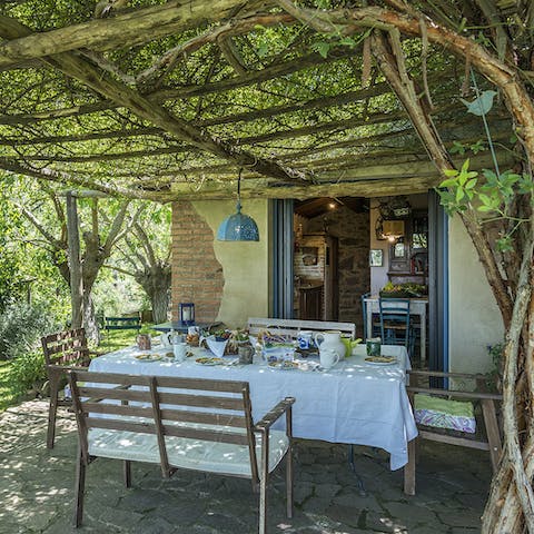 Enjoy all your meals in the garden at one of the two dining areas