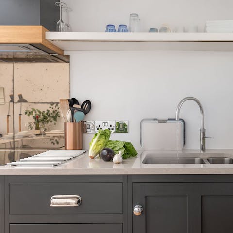Cook up a celebratory fish supper in the sleek kitchen when you're not out sampling the local seafood restaurants