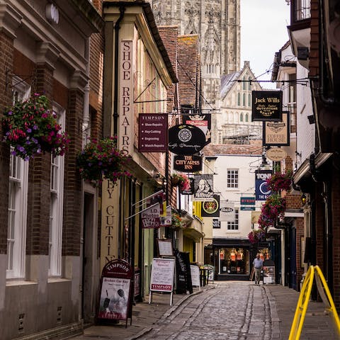 Spend the day browsing Canterbury's independent shops and galleries, only a five–minute walk away