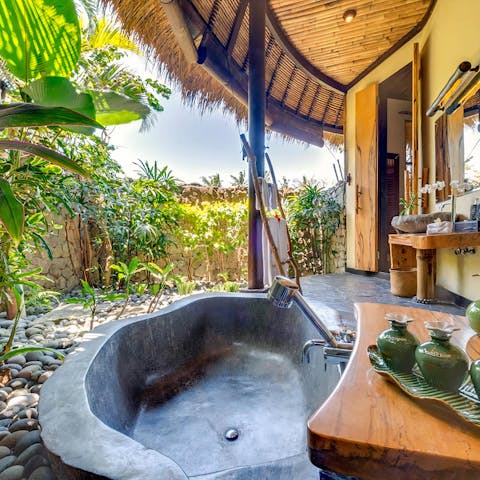 Have a relaxing soak in the outdoor bath