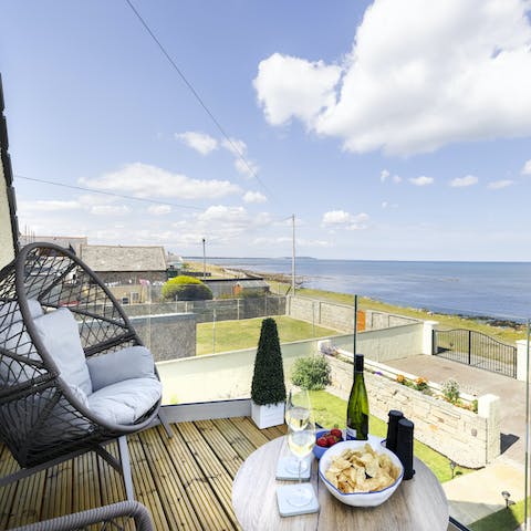 Gaze out over the North Sea from your scenic balcony