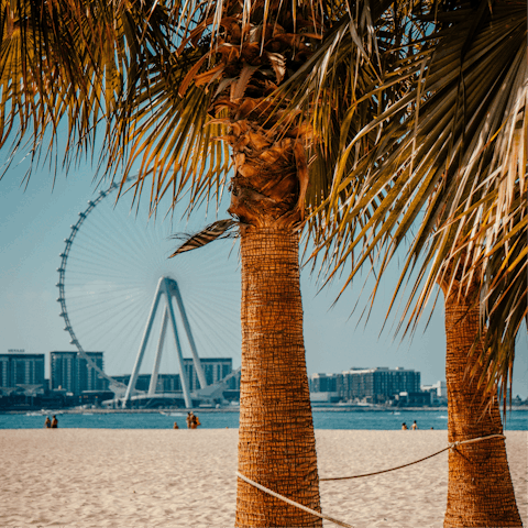 Stroll three minutes to JBR Beach and dip your toes in the Arabian Gulf