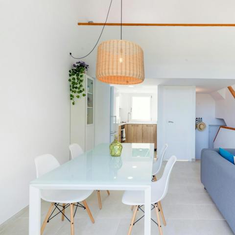 Plan a jaunt to nearby Begur over breakfast in the open-plan living area