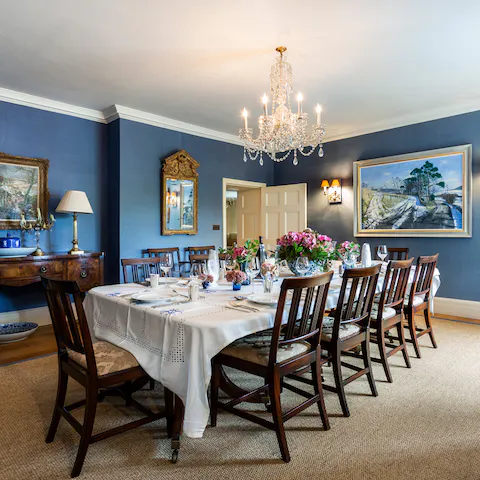 Gather in the elegant dining room as a private chef prepares a feast fit for a king