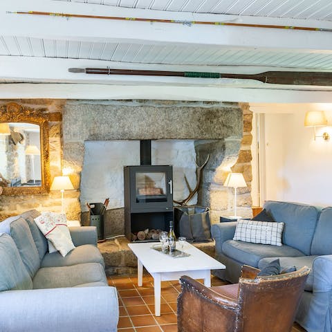 Gather around the wood burner when the Brittany weather turns chilly