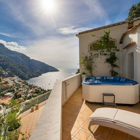 Enjoy stunning Amalfi Coast views from the hot tub