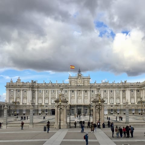 Stay just a fifteen-minute walk away from the Royal Palace of Madrid 