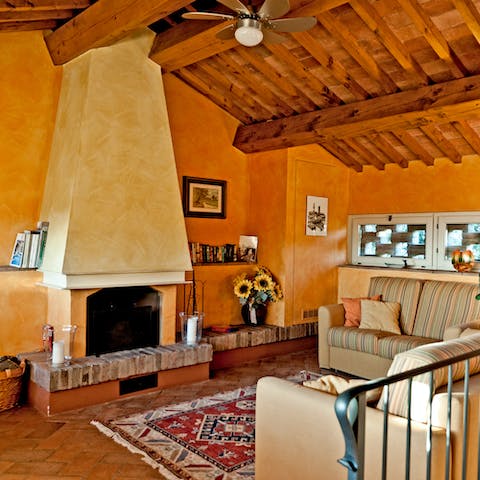 Spend cosy evenings by the fireplace drinking wine from one of the local vineyards