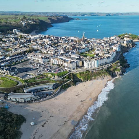 Make your way to Tenby's South Beach, a stone's throw away