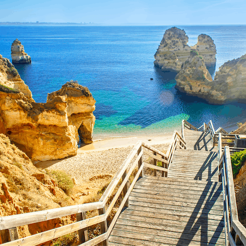 Explore the pristine beaches of the Algarve, the closest is just 500 meters away