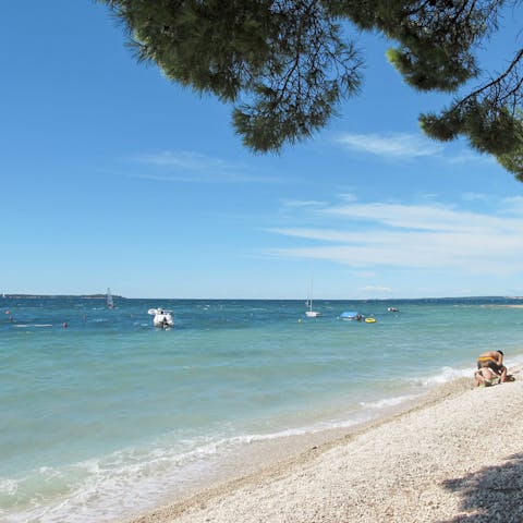 Drive just fifteen minutes to reach some of Istria's finest beaches