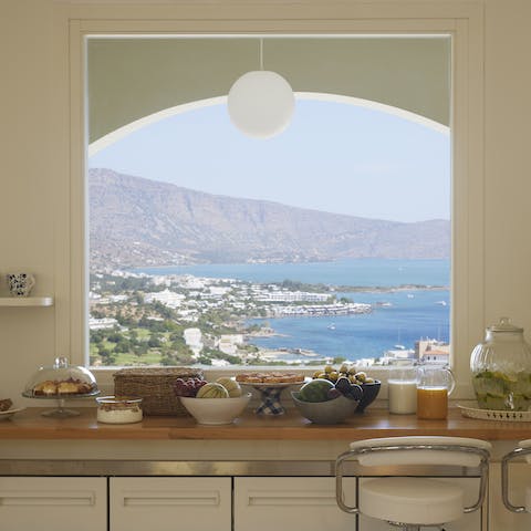 Experience beautiful views of Elounda from every room in the villa