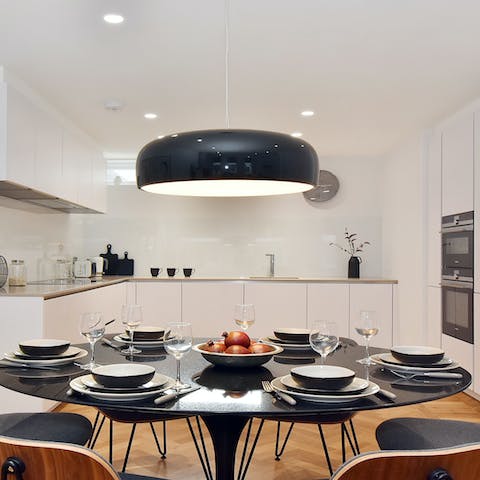 Host memorable dinner parties in the open-plan kitchen-dining area