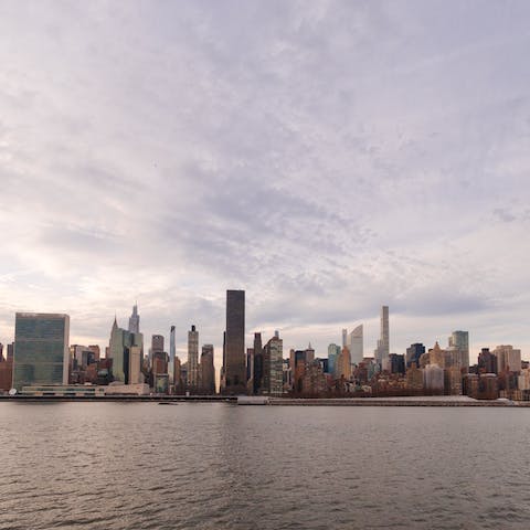 Take in stunning views of Manhattan from your East River location