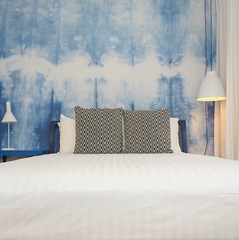 Unwind in the calming blue bedrooms