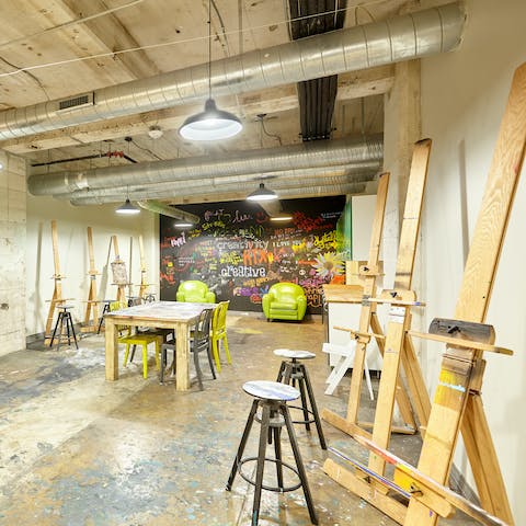 Unleash your creativity in the on-site art studio