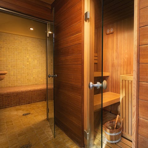 Book the sauna with the host and work up a sweat