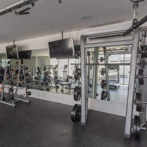 Make use of the on-site gym and games room
