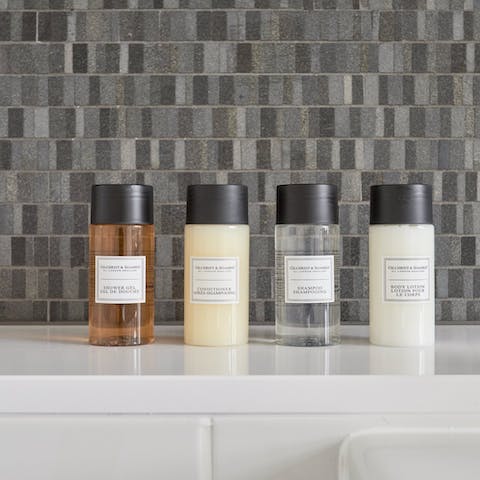 Enjoy the Gilchrist & Soames shampoo, conditioner and body wash