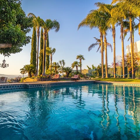 Cool off from the California sun in the private pool 