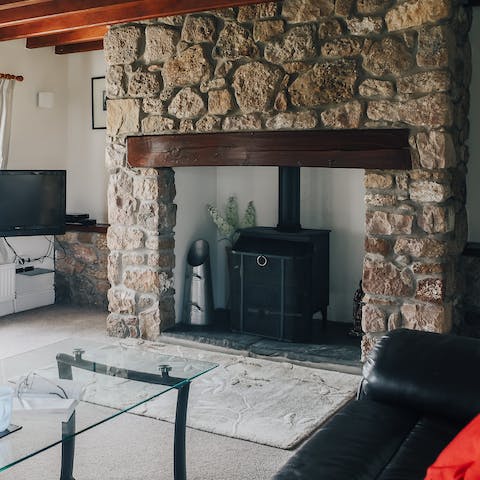 Get a fire crackling in the wood-burning stove on chilly evenings