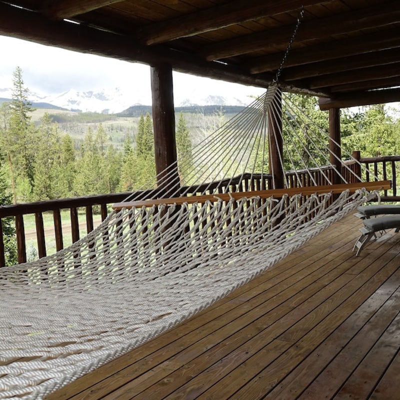 Enjoy the vistas from the swinging hammock