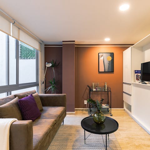 Make yourself at home surrounded by warm tones and modern interiors