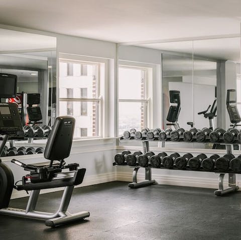 Start the day with an energizing workout in the communal gym