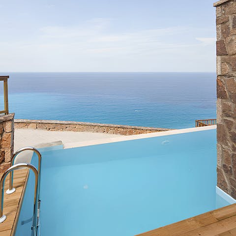 Cool off from the Lefkada heat in the private pool, complete with sea views