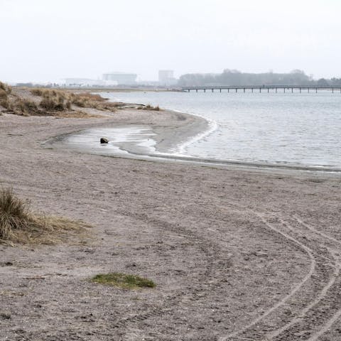 Take the bike path to the beach at Amager Strandpark