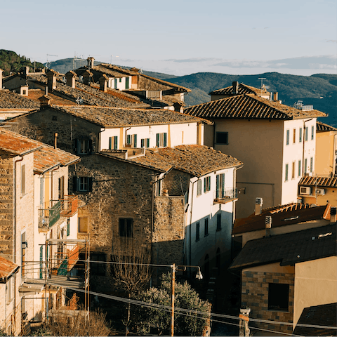 Enjoy majestic views across the valley from the hilltop town of Cortona – only a twenty–minute drive away