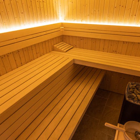 Find a wonderful sense of wellbeing in the private sauna 