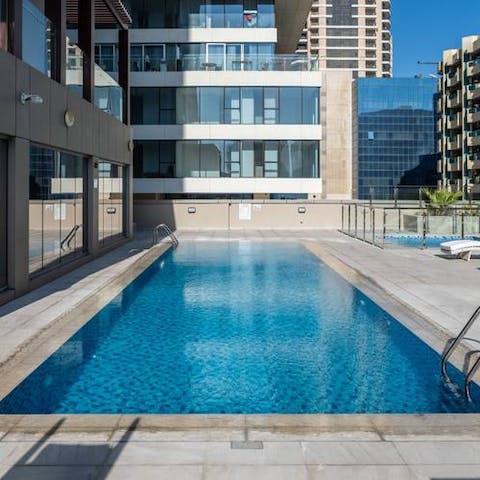 Head down to the shared swimming pool for some cooling laps