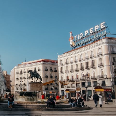 Explore Puerta del Sol, just over a twenty-minute ride away