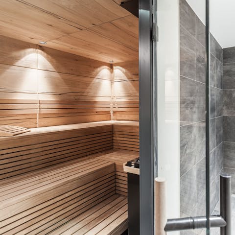 Ease your muscles after a long day of skiing by stepping into the sauna