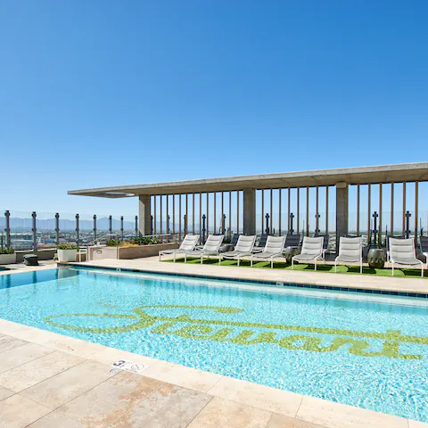 Grab a lounger and bask in the sunshine before taking a refreshing dip in the pool