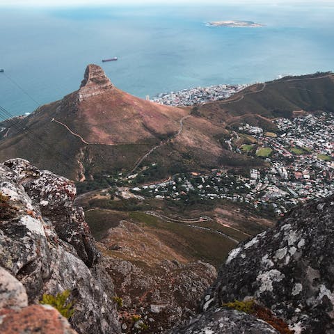 Hike up Table Mountain, visible from your Sea Point apartment