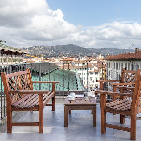 Settle in with a spritz and watch the sunset from you enviable rooftop vantage point
