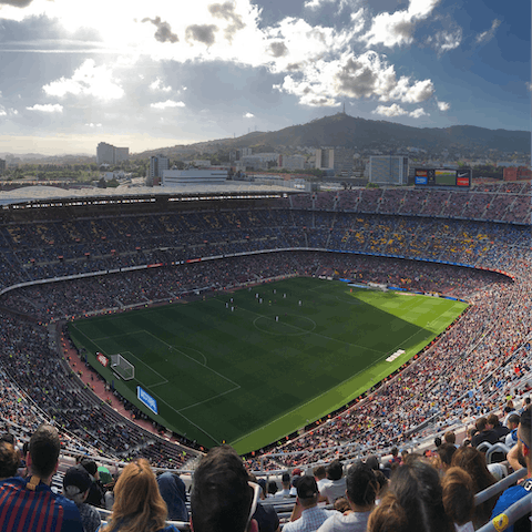 Join in with the cheers coming from Camp Nou, a short walk from home