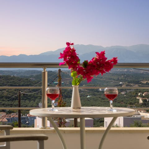 Enjoy a glass of wine on the terrace before getting all glammed up for dinner in town