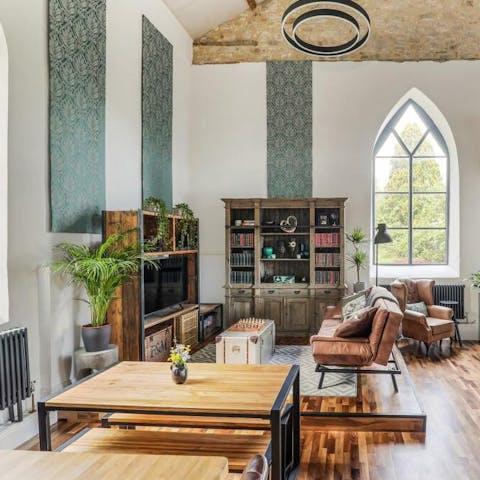 Stay in a converted 1800s chapel boasting tons of character