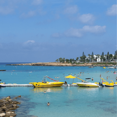Pack a beach bag and take the short drive to Protaras 