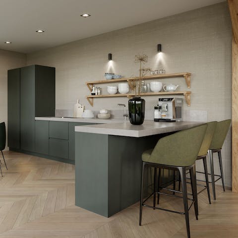 Enjoy the calming simplicity of this home from the stylish open–plan kitchen 