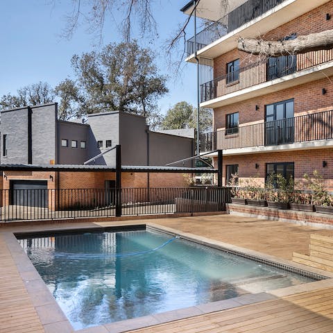 Start your day with a few invigorating laps of the shared swimming pool