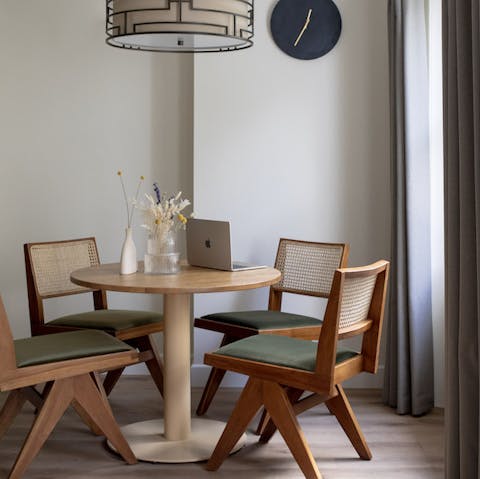 Revel in the style of the dining area as you sit down for lunch