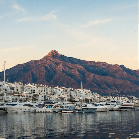 Take the short drive to the glamorous shoreline of Marbella
