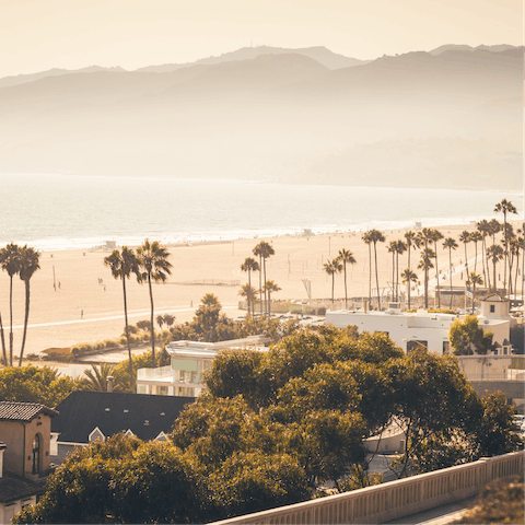Discover Santa Monica beach, just a twenty-minute drive away